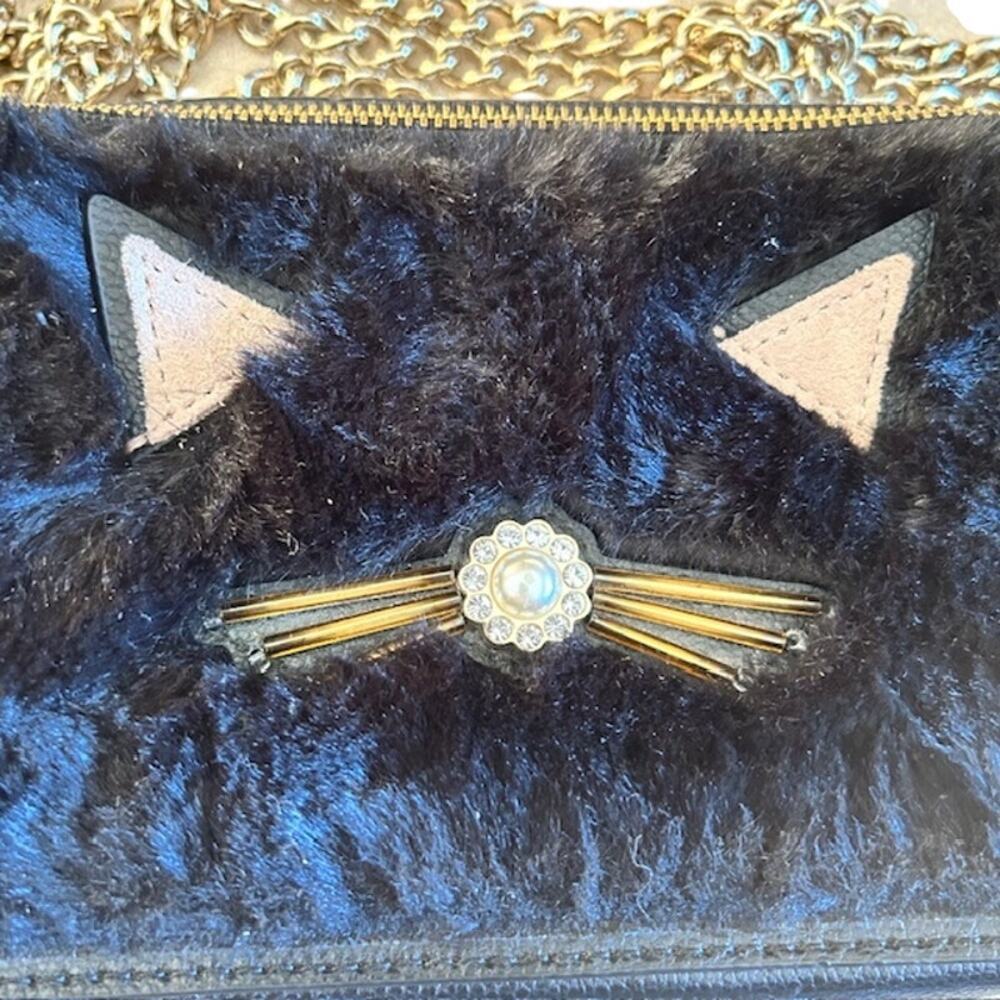 Kate Spade Black Faux Fur Cat Crossbody Bag – Rare & Adorable!449 - Picture 2 of 9